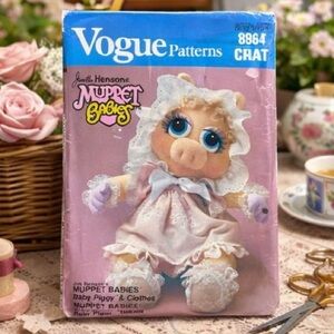 Vintage 1984 Vogue Patterns Muppet Babies 8967 Miss Piggy Uncut USA